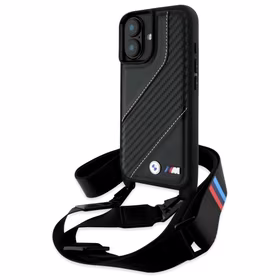 BMW M Edition Carbon Stripe & Strap Dėklas telefonui Apple iPhone 16 Plus - juodas