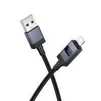 Kabelis USB A į Lightning Hoco 2,4A su ekranu 1 m X118 juodas