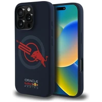 RED BULL dėklas telefonui IPHONE 16 Pro Max suderinamas su MagSafe RBHMP16X24SIOLVR (Silikoninis ORBR20 logotipas raudonas apvadas) tamsiai mėlyna