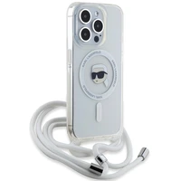 Karl Lagerfeld Crossbody IML Karl Head Magnetinis dėklas telefonui iPhone 15 Pro Max - permatomas
