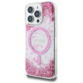Guess HC Resin Bottom Glitter MagSafe dėklas iPhone 16 Pro - rožinis