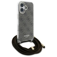 Guess Crossbody Cord 4G Print dėklas su dirželiu iPhone 16 - rudas