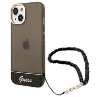 Guess GUHCP14MHGCOHK iPhone 14 Plus 6.7 "juodas/juodas kietas dėklas Translucent Pearl Strap