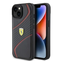Ferrari FEHCP15SPTWK iPhone 15 6.1" juodas/juodas kietas dėklas Twist Metal Logo