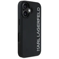 Karl Lagerfeld HC 3D guminis pailgintas blizgus iPhone 16 dėklas - juodas