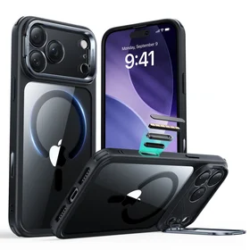 ESR Classic Hybrid Kickstand Magnetinis dėklas telefonui iPhone 17 Pro Max - skaidrus juodas