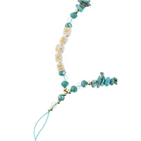 HAPPY telefoninis dirželis, telefono pakabukas / ilgis 44 cm (kilpoje 22 cm) / rankoje - šviesiai mėlynas