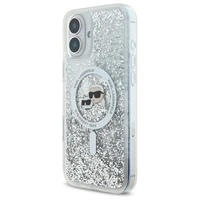 Karl Lagerfeld Liquid Glitter Karl&Choupette Head Magnetinis dėklas telefonui iPhone 16 - skaidrus