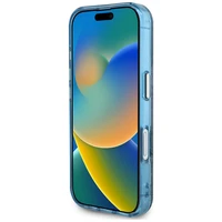 Guess IML Metal Glitter 4G Circle Triangle Magnetinis dėklas telefonui iPhone 16 - mėlynas