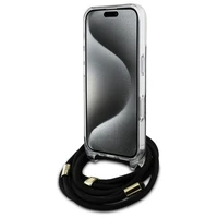 Guess Kryžminis Laidas 4G Spausdintas dėklas iPhone 16 - juodas