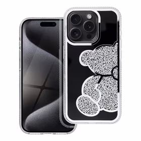 TEDDY BEAR dėklas telefonui IPHONE 16 Pro Max sidabrinis