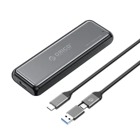 Orico DDM2-C3-G2 M.2 NVME USB-A USB-C 3.2 10Gb/s diskų įrenginys - pilkas