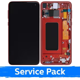 LCD ekranas suderinamas su Samsung G970 S10e su rėmeliu / Cardinal Red / (Service Pack)