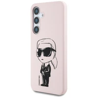 Karl Lagerfeld silikoninis grafiti Ikonik logotipas su magnetiniu Samsung Galaxy S25 dėklas rožinis