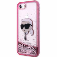 Karl Lagerfeld KLHCI8LNKHCP iPhone 7/8/SE 2020/2022 rožinis/rožinis kietas dėklas Blizgantis Karl Galva