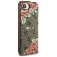 Guess 4G Flowers Print Magnetinis dėklas telefonui iPhone 16e - rudas