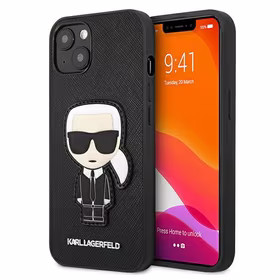 Karl Lagerfeld Saffiano Ikonik Karl's Patch Dėklas iPhone 13 mini - Juodas