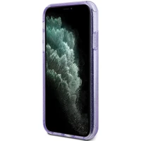 Guess žiedo stovo Script blizgus magnetinis dėklas telefonui iPhone 11 / Xr - violetinis
