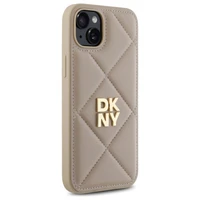 DKNY Quilted Stack Logo dėklas telefonui iPhone 15 Plus - smėlio spalvos