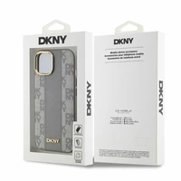 DKNY Odinis languotas mono raštas Magnetinis dėklas telefonui iPhone 14 - smėlio spalvos