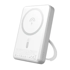 Dudao K28 10000mAh PD 22.5W Magnetinė išorinė baterija su metaliniu dėklu ir žiedo stovu - sidabrinė