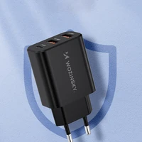 "Wozinsky" CWCUCUCB 30W USB-C / 2 x USB-A sieninis įkroviklis - juodas