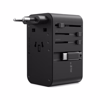 Kelioninis adapteris Choetech PD5022 70W EU/US/AUS/UK su integruotu USB-C laidu (juodas)