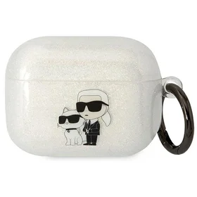 Karl Lagerfeld KLAPHNKCTGT Airpods Pro dėklas permatomas Blizgučiai Karl&Choupette