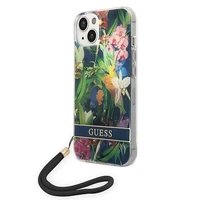 Guess GUOHCP14SHFLSB iPhone 14 6.1 "mėlynas/mėlynas kietas dėklas Gėlių dirželis