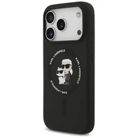 Karl Lagerfeld Silikoninis Karl&Choupette Žiedinis Magnetinis dėklas telefonui iPhone 17 Pro Max - juoda