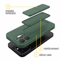 Wozinsky Kickstand Case silikoninis dėklas su stovu iPhone 12 Pro Max tamsiai mėlyna