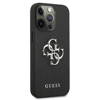 Guess Saffiano 4G Metal Logo dėklas telefonui iPhone 13 Pro / 13 6.1 - juodas