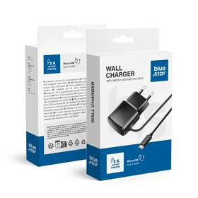 BLUE STAR kelioninis įkroviklis 2A 10W su Micro USB kabeliu TFK-TC-1100B juodas