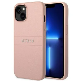 Guess Saffiano dirželis dėklas telefonui iPhone 14 Plus - rožinė