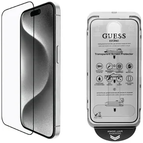 Guess BP Rhinestone 2in1 apsauginio stiklo ir kameros lęšio rinkinys iPhone 16 Pro Max - auksinis