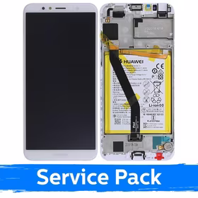 Ekranas skirtas Huawei Y6 2018 baltas su rėmeliu (Service Pack)