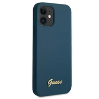 Guess GUHCP12SLSLMGBL iPhone 12 mini 5.4" mėlynas/mėlynas kietas dėklas Metal Logo Script