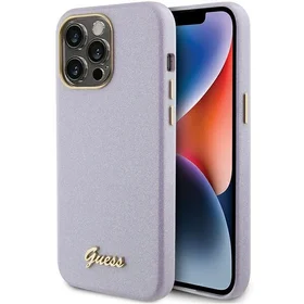 Guess Blizgus blizgučių dėklas iPhone 15 Pro Max - alyvinė