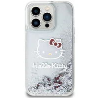 Hello Kitty Liquid Glitter Charms Kitty Head dėklas telefonui iPhone 14 Pro Max - sidabrinė
