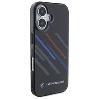 BMW Motosport IML atsitiktinės juostos iPhone 16 Plus dėklas - juodas