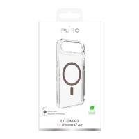 Puro Lite Mag TPU+PC magnetinis dėklas telefonui iPhone 17 Air - permatomas su rudu žiedu