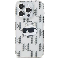 Karl Lagerfeld IML Choupette galvos ir monogramos dėklas iPhone 15 Pro Max - permatomas