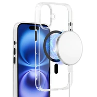 Blizgus Magsafe Skaidrus dėklas telefonui iPhone 16 juodas