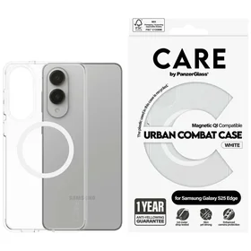 CARE by PanzerGlass Flagmanas Urban Combat baltas dėklas su QI Samsung Galaxy S25 Edge - skaidrus