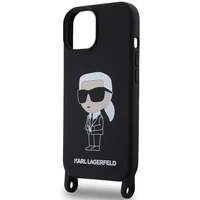 Karl Lagerfeld KLHCP15SSCBSKNK iPhone 15 6.1" kietas dėklas juodas/juodas Crossbody Silikoninis Ikonik