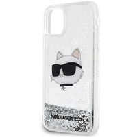 Karl Lagerfeld KLHCN61LNCHCS iPhone 11/XR sidabrinis/sidabrinis kietas dėklas Blizgantis Choupette Galva
