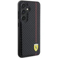 Ferrari Carbon Printed Line dėklas telefonui Samsung Galaxy S24 - juodas