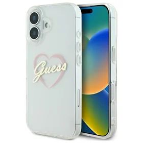 Guess IML Heart iPhone 16 dėklas telefonui - Skaidrus