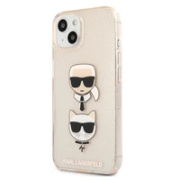 Karl Lagerfeld Glitter Karl's & Choupette Head Dėklas iPhone 13 mini - auksinis