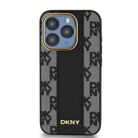 DKNY Odinis langeliais raštuotas magnetinis dėklas iPhone 15 Pro - juodas